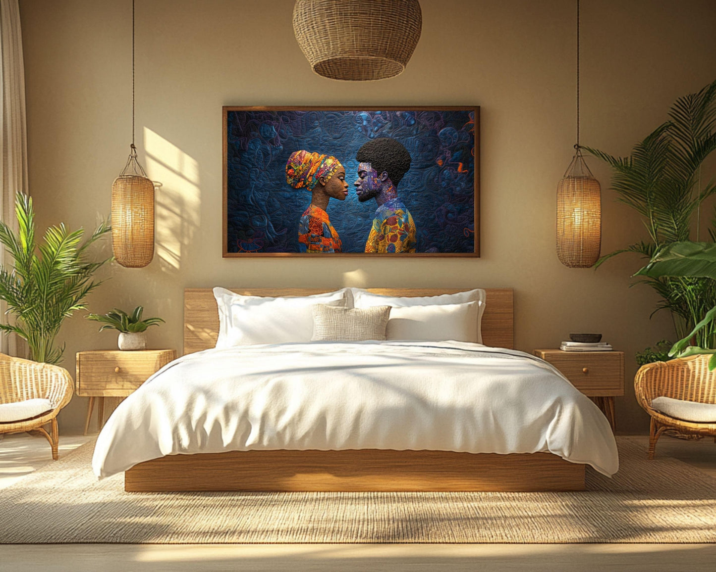 Quilted Black Couple African American Wall Art