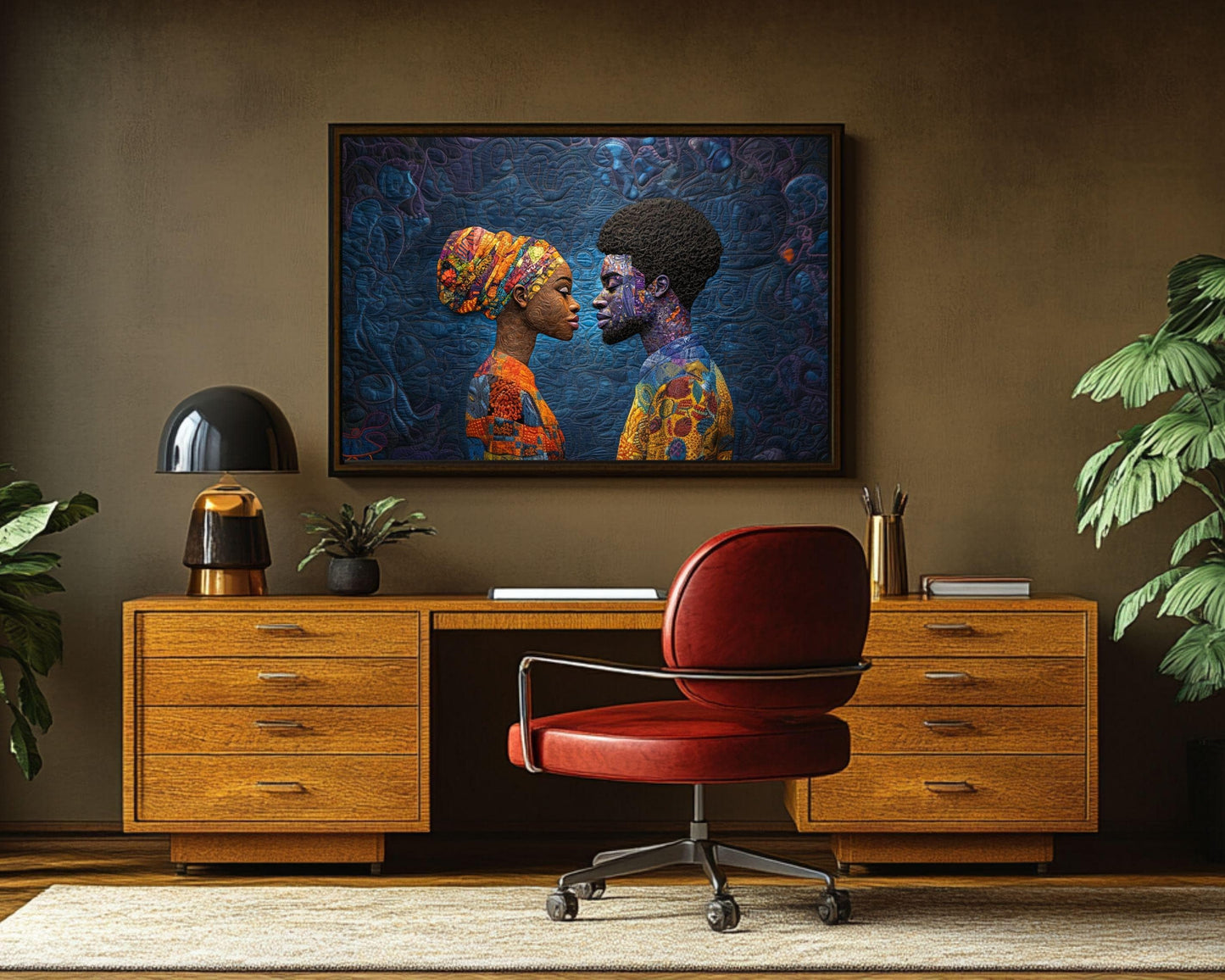 Quilted Black Couple African American Wall Art