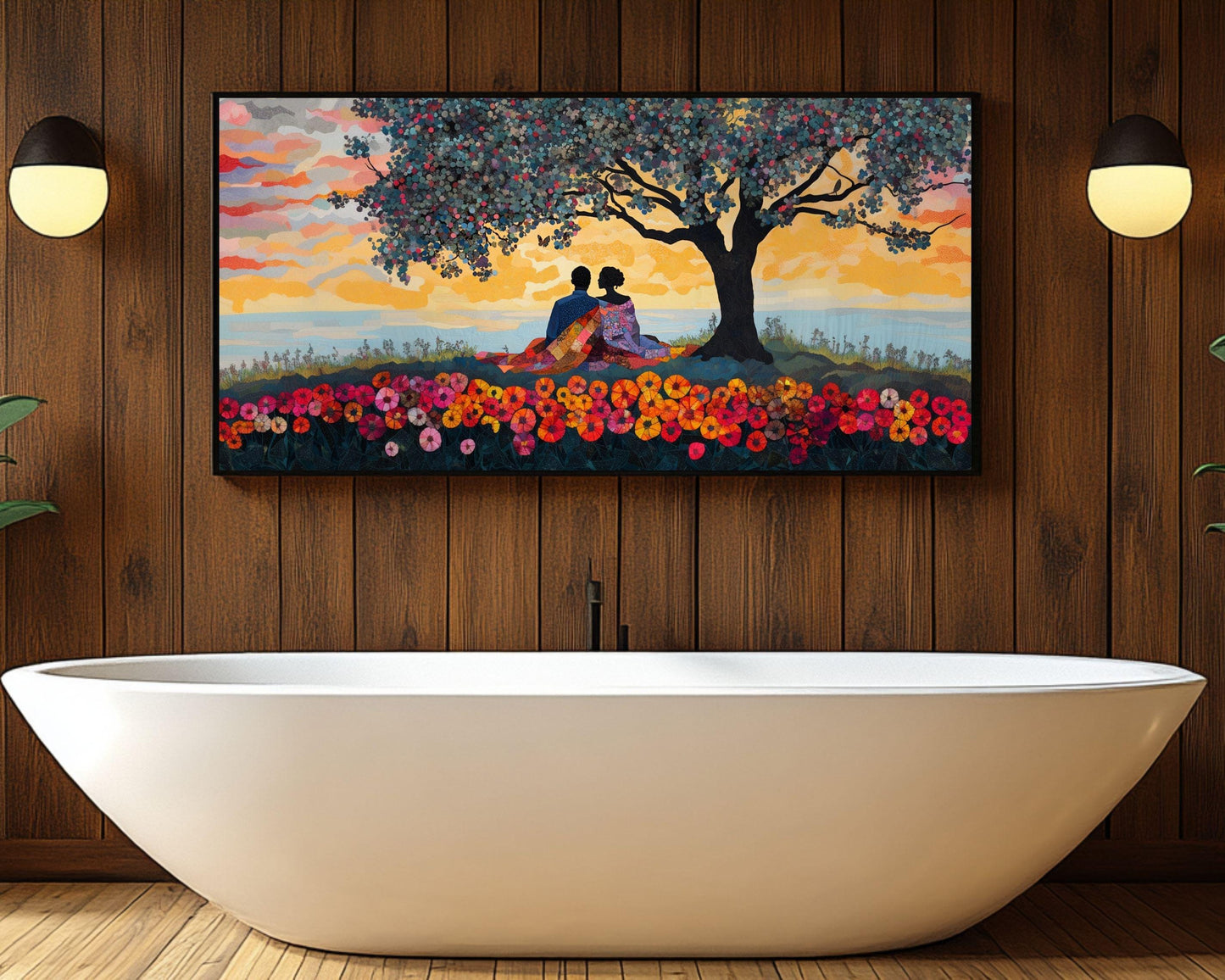 Romantic Sunset Black Art African American Wall Art Canvas