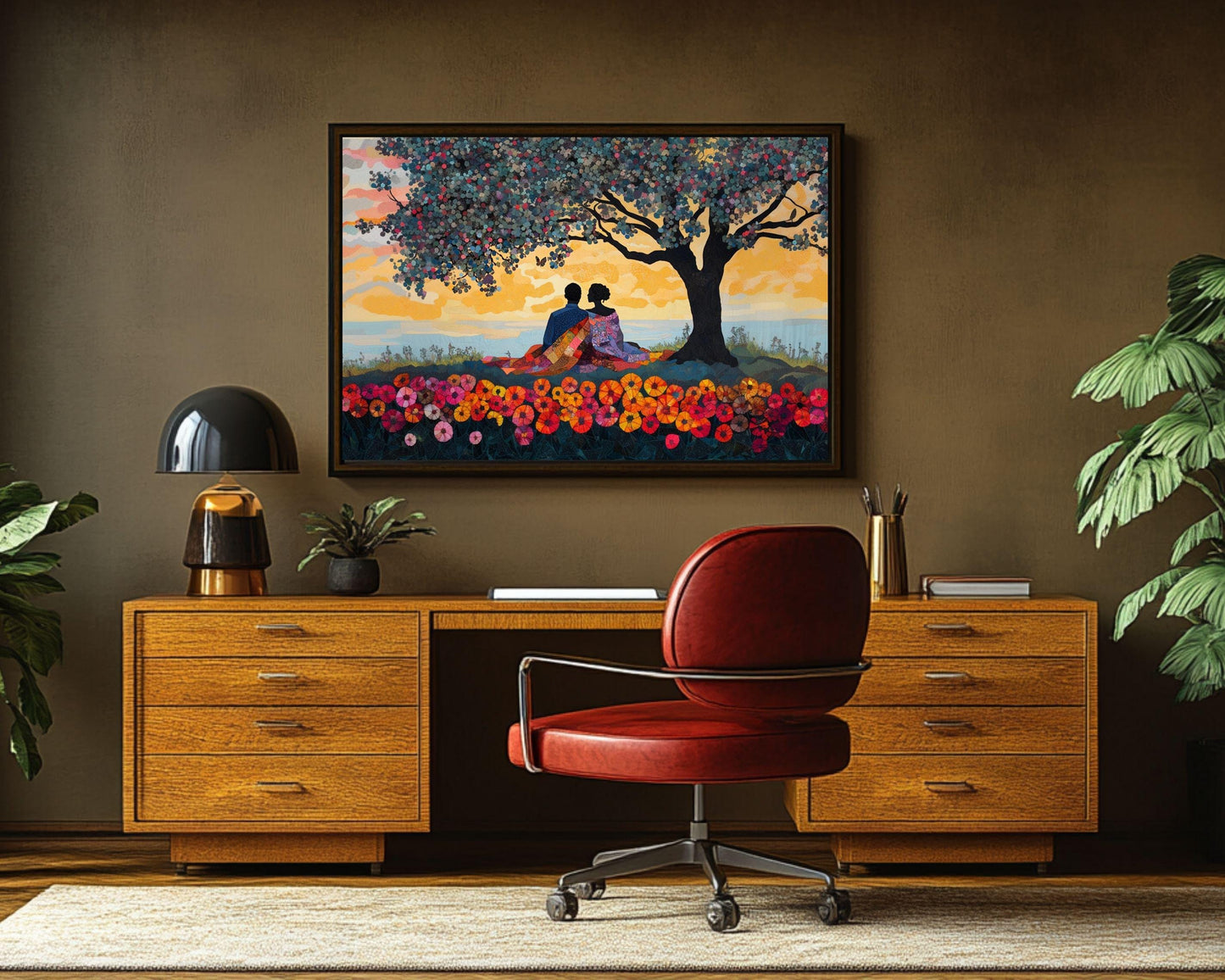 Romantic Sunset Black Art African American Wall Art Canvas