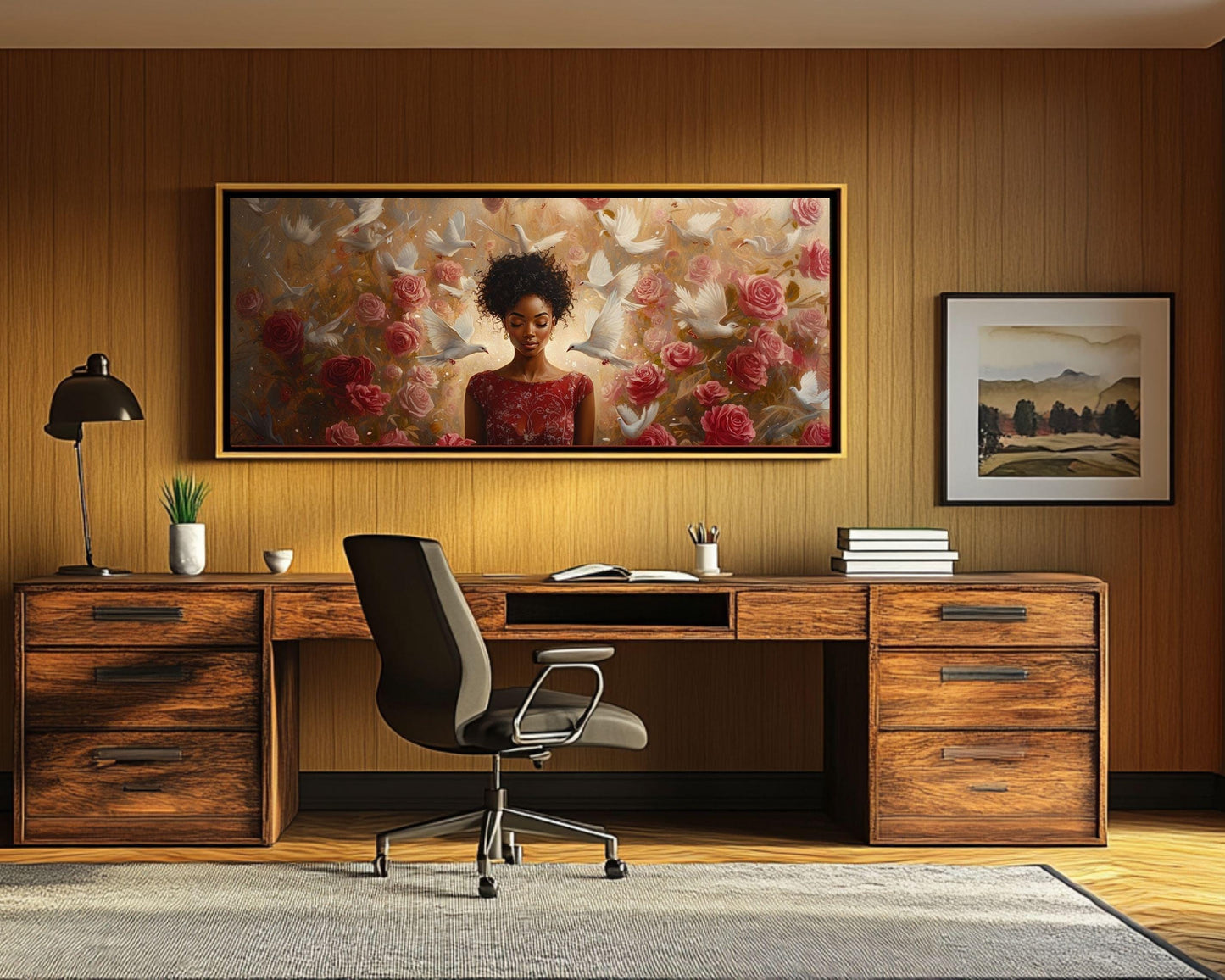 Divine Black Woman with Doves African American Wall Art