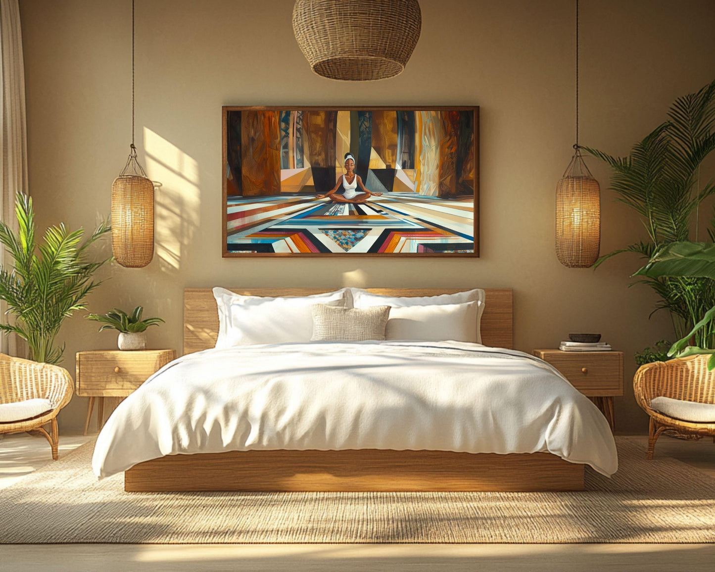 Meditative Black Woman African American Abstract Wall Art