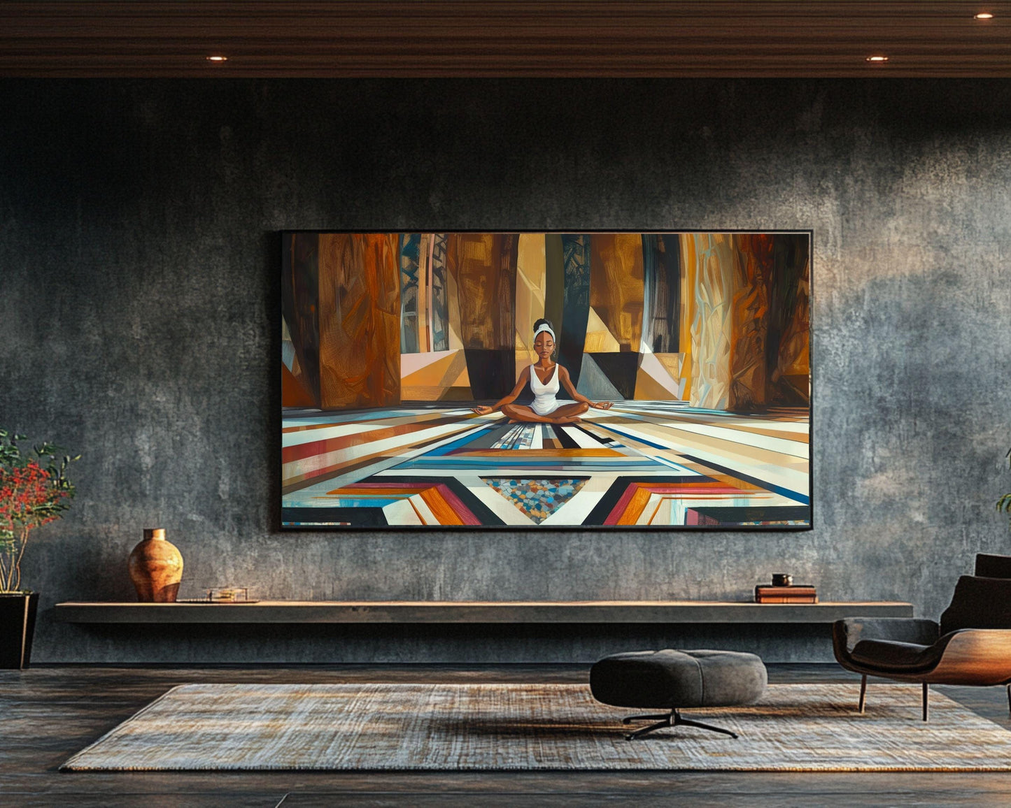Meditative Black Woman African American Abstract Wall Art