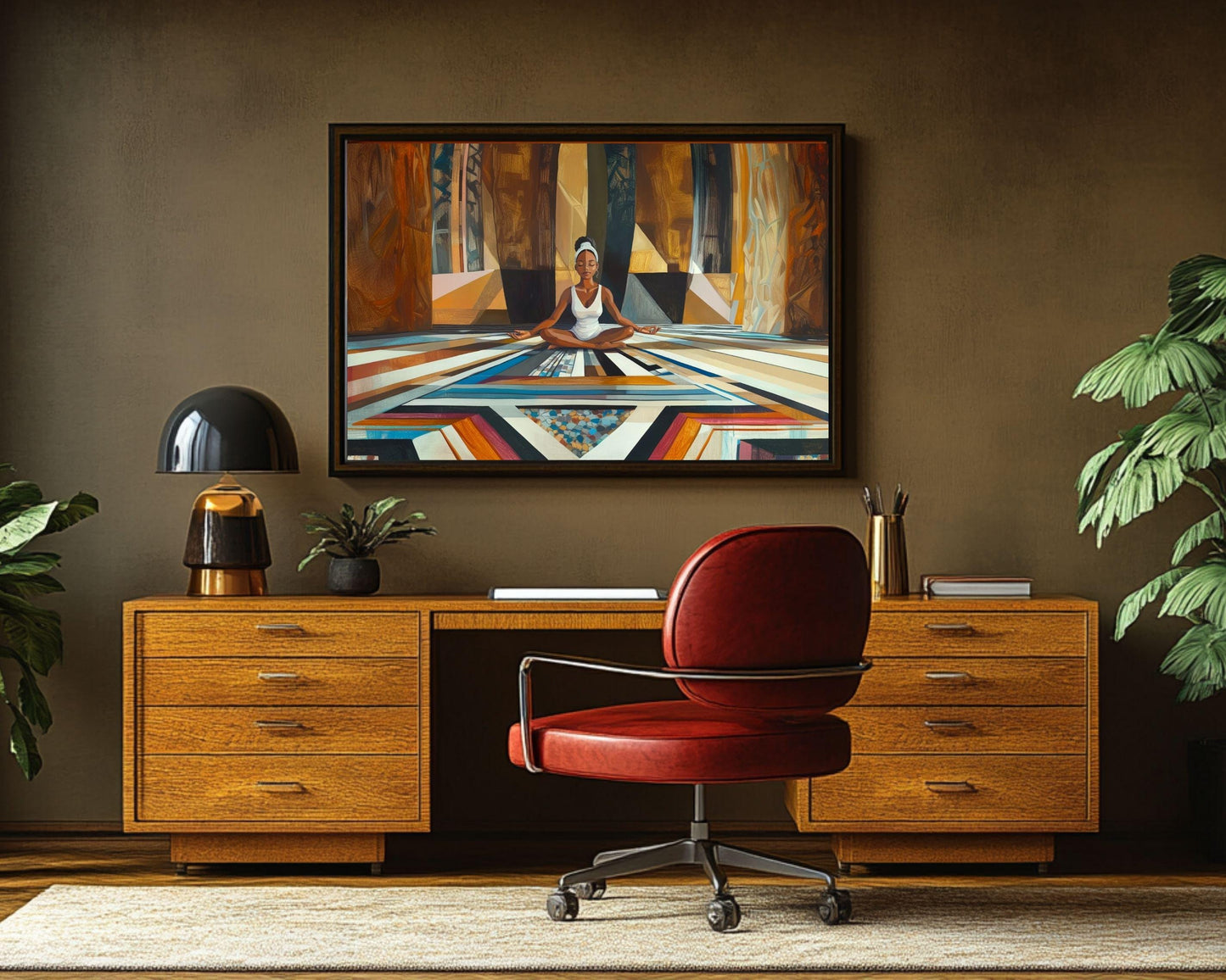 Meditative Black Woman African American Abstract Wall Art