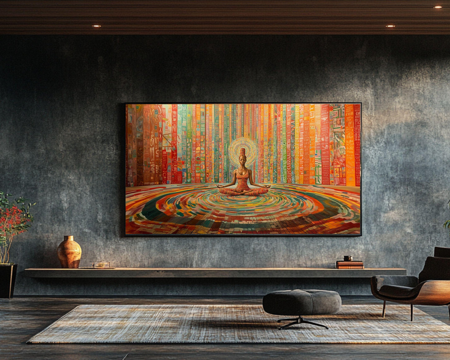 Colorful Meditative Black Woman African American Wall Art