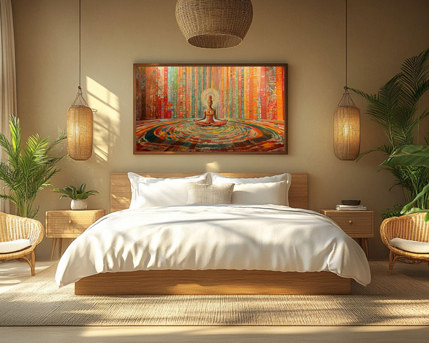 Colorful Meditative Black Woman African American Wall Art