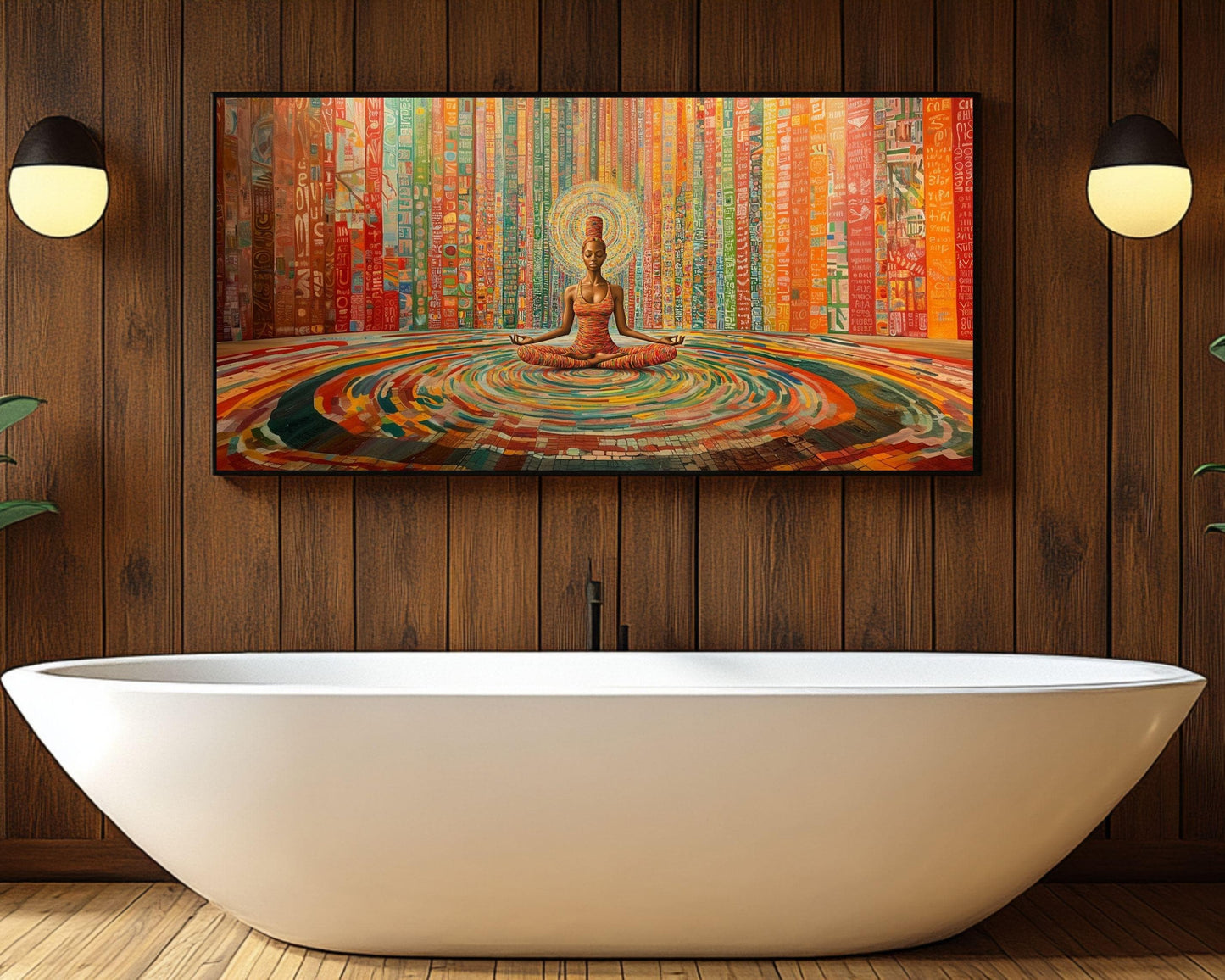 Colorful Meditative Black Woman African American Wall Art