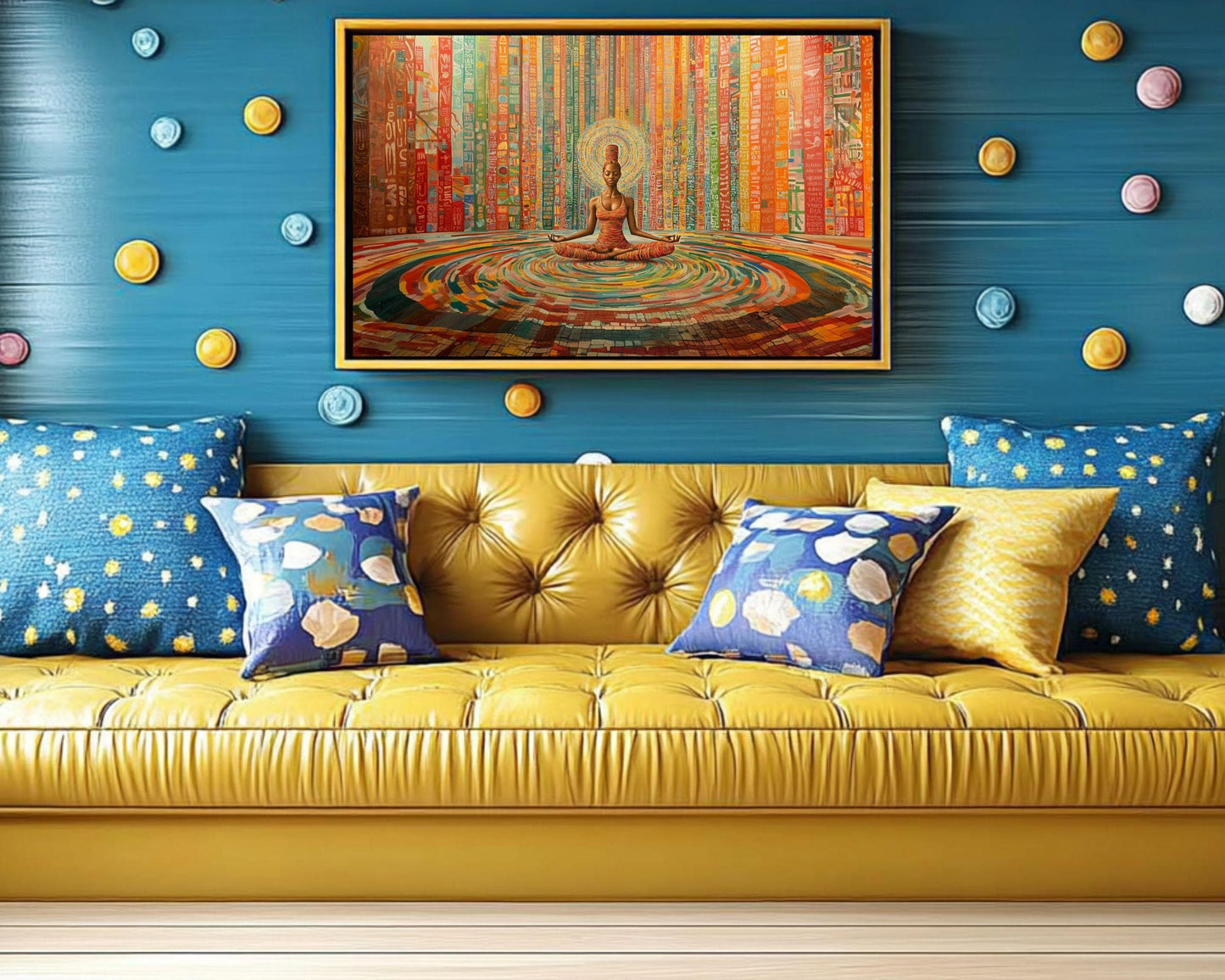 Colorful Meditative Black Woman African American Wall Art