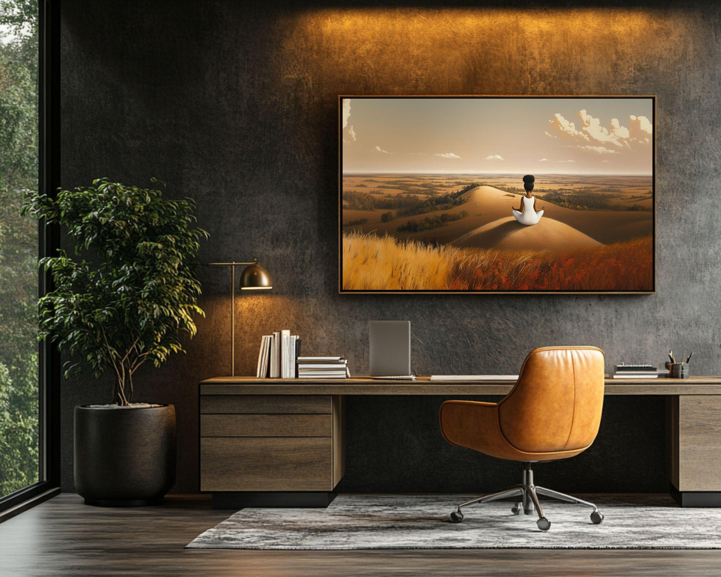 Meditative Black Woman African American Landscape Wall Art