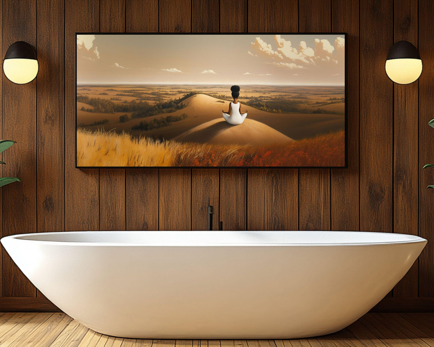 Meditative Black Woman African American Landscape Wall Art