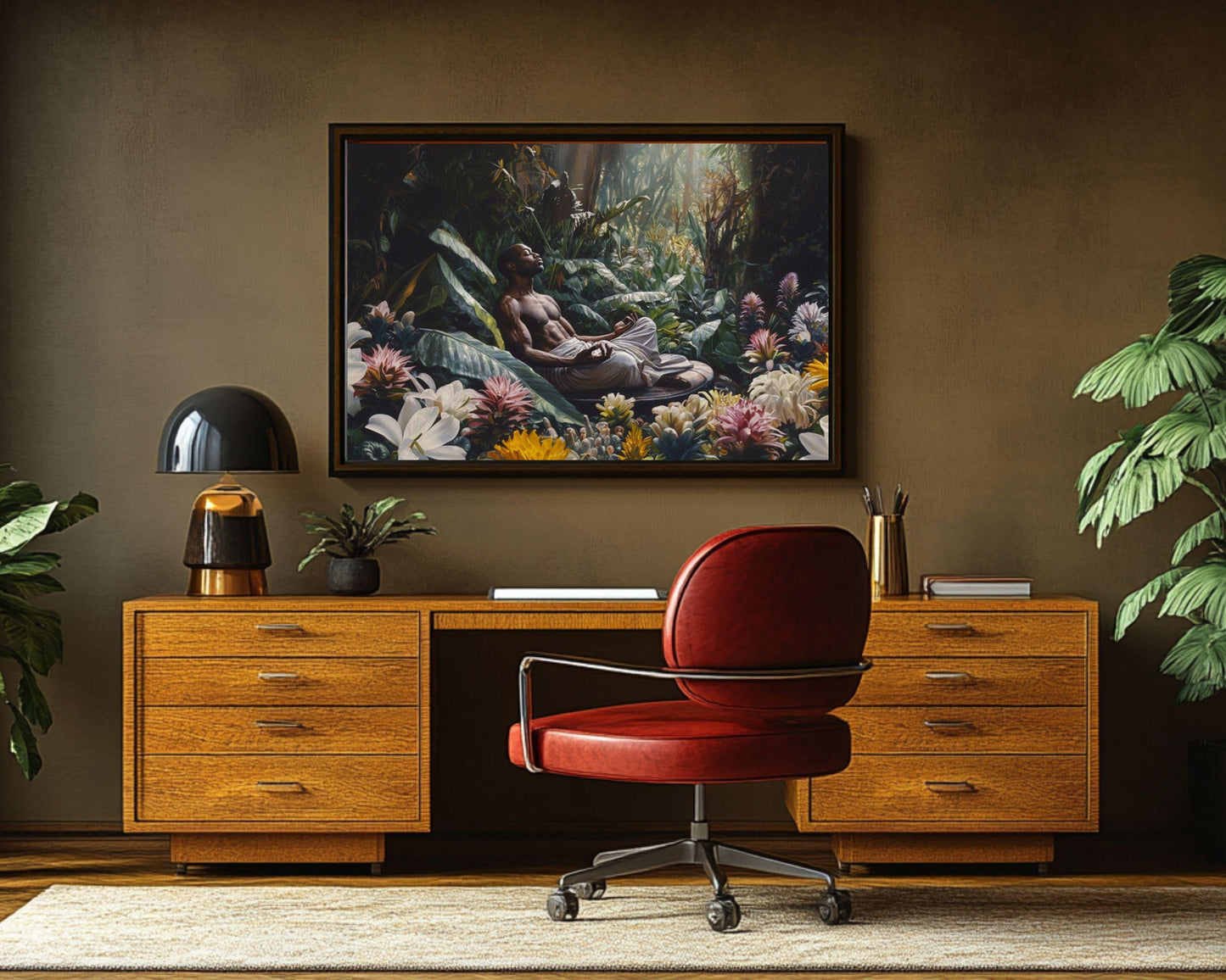 Tropical Meditative Black Man African American Wall Art