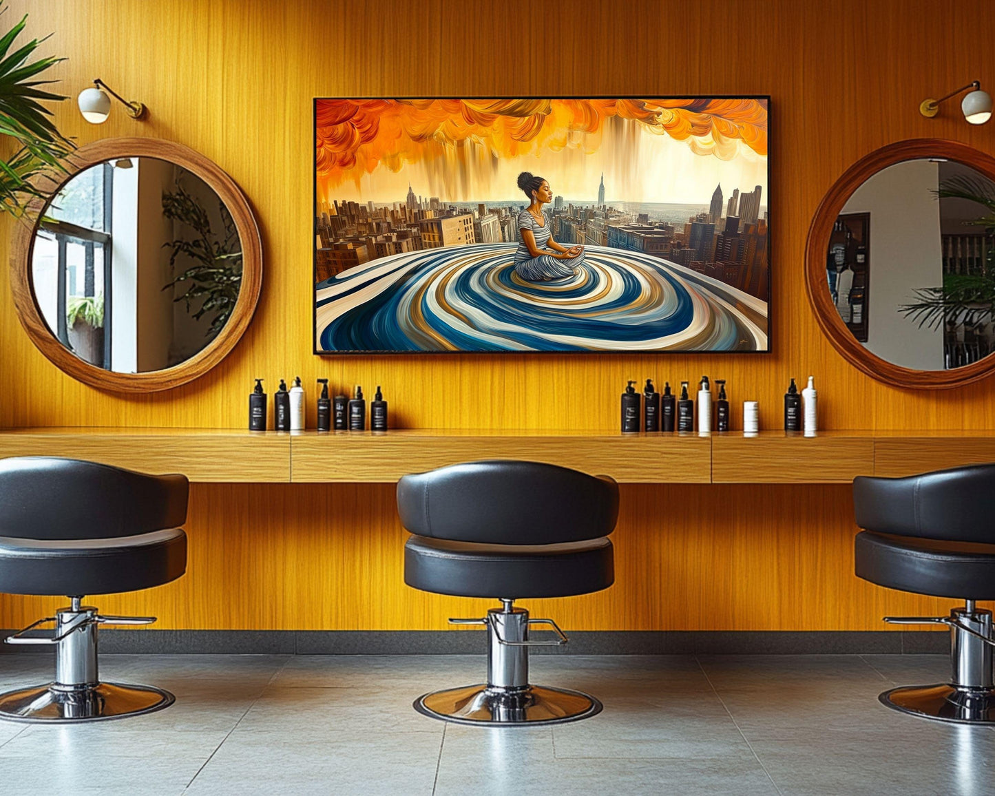 Meditative Black Woman Urban Abstract African American Wall Art