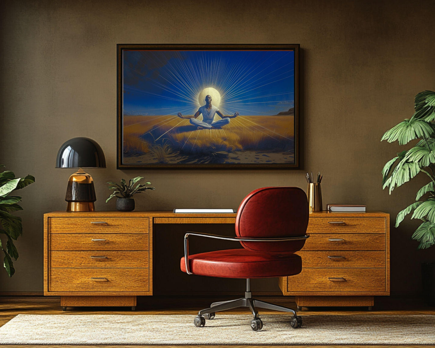 Moonlit Meditative Black Man African American Wall Art