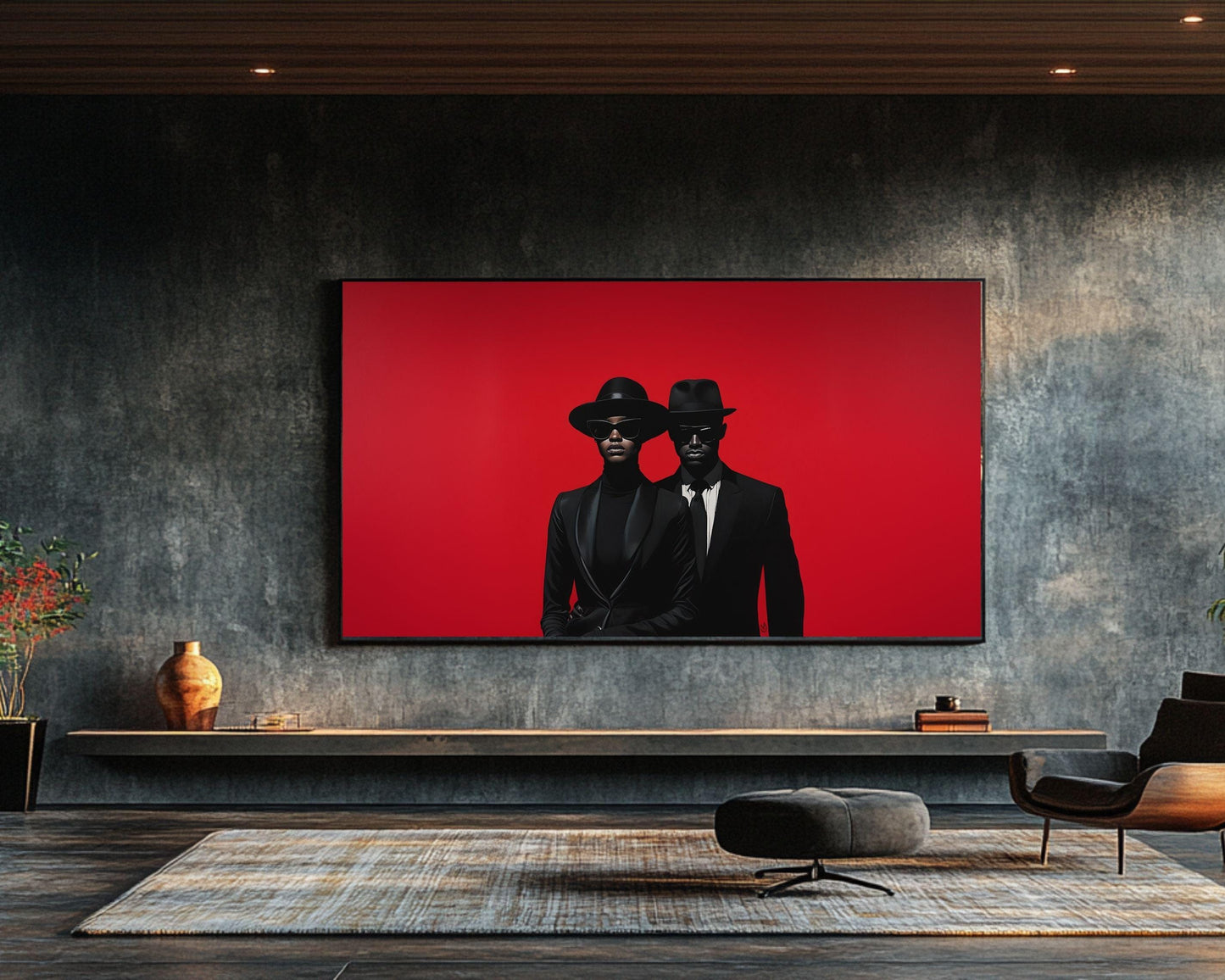 Bold Black Couple Red Canvas Wall Art
