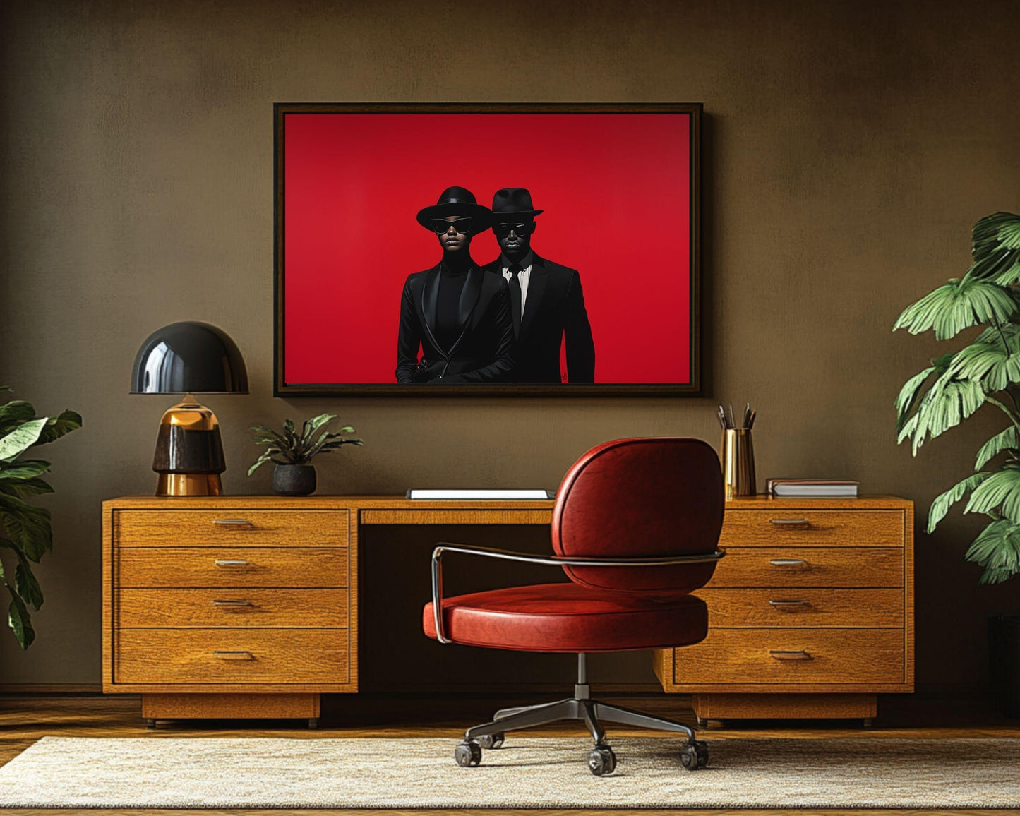 Bold Black Couple Red Canvas Wall Art