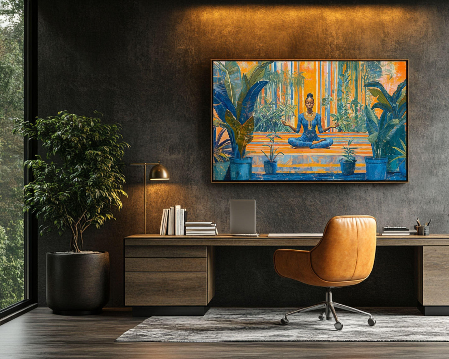 Meditating Black Woman African American Wall Art Canvas