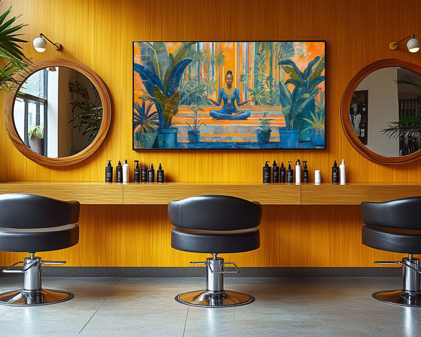 Meditating Black Woman African American Wall Art Canvas