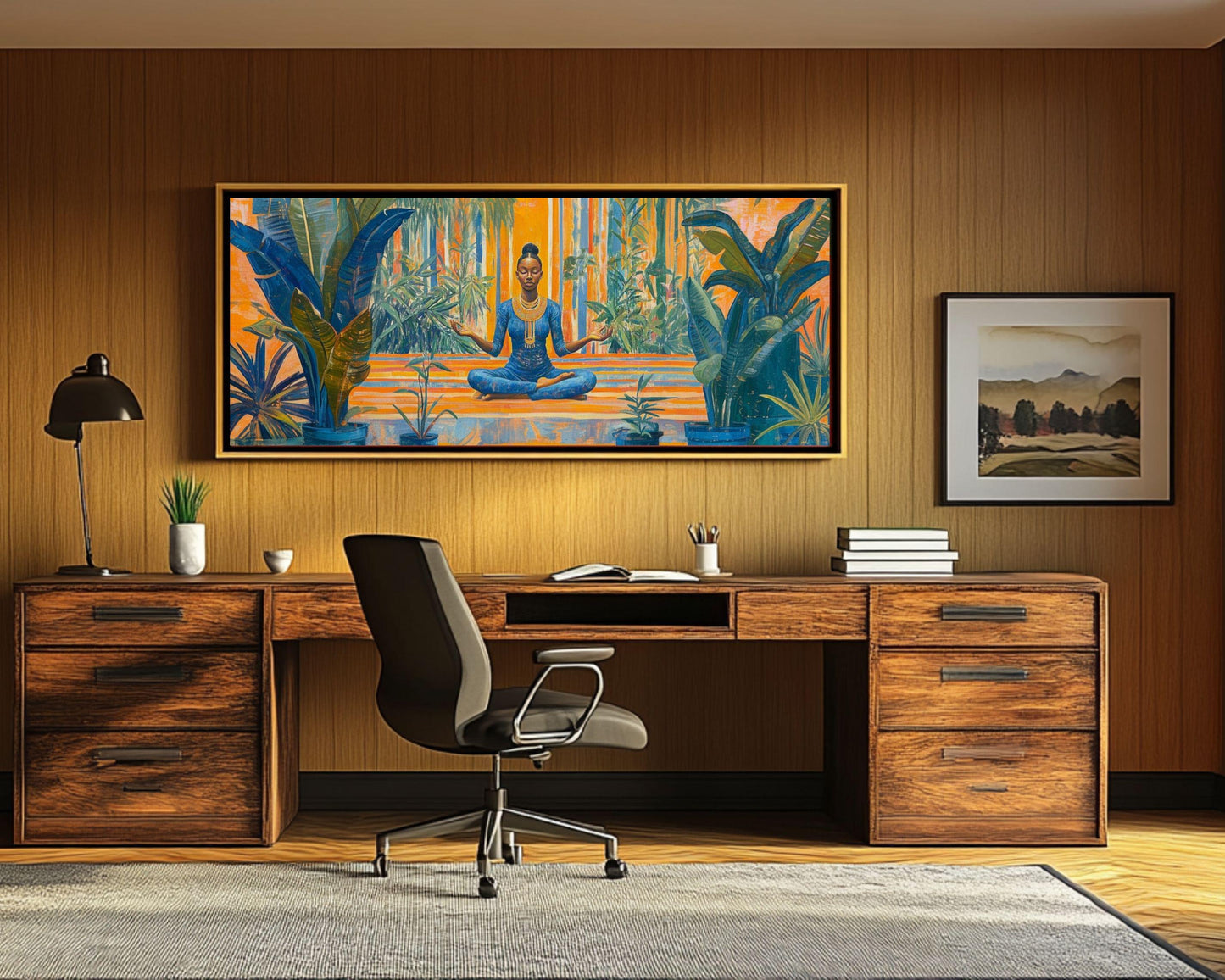 Meditating Black Woman African American Wall Art Canvas