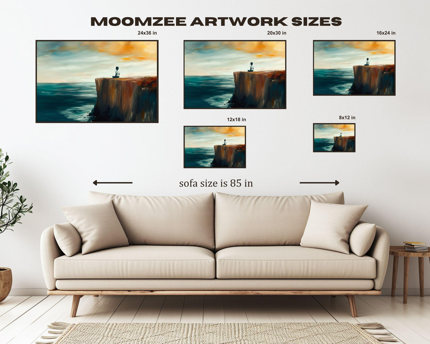 Meditating by Ocean Sunset African American Wall Art Canvas