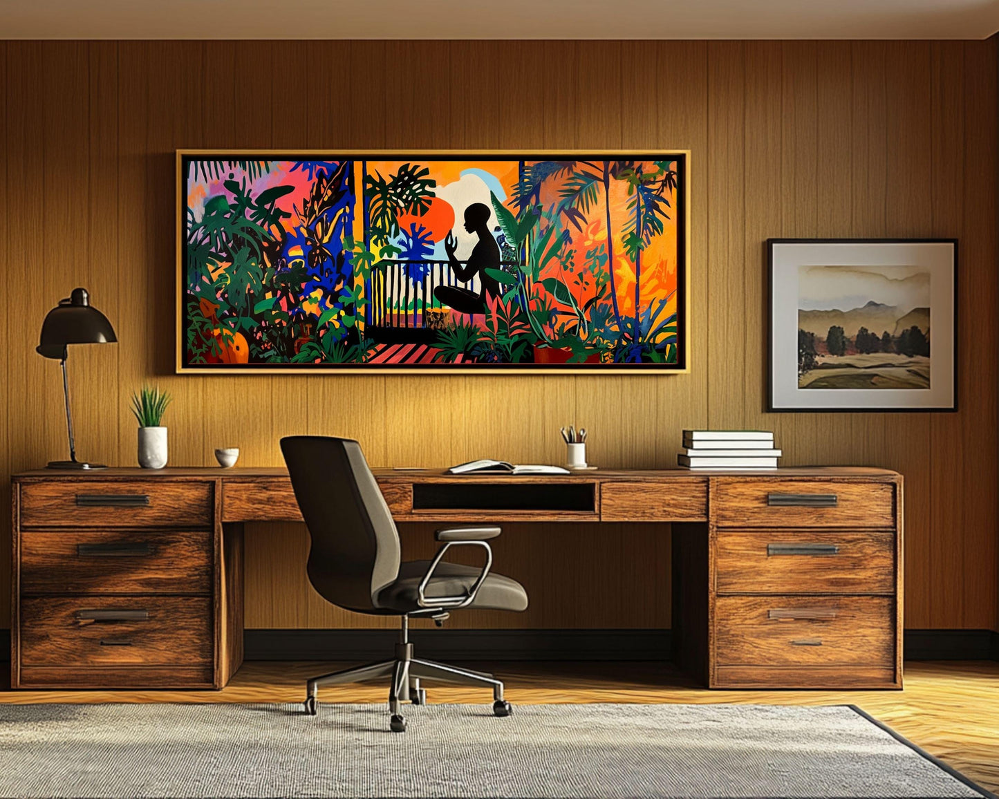 Black Meditation Tropical Scene Black Art