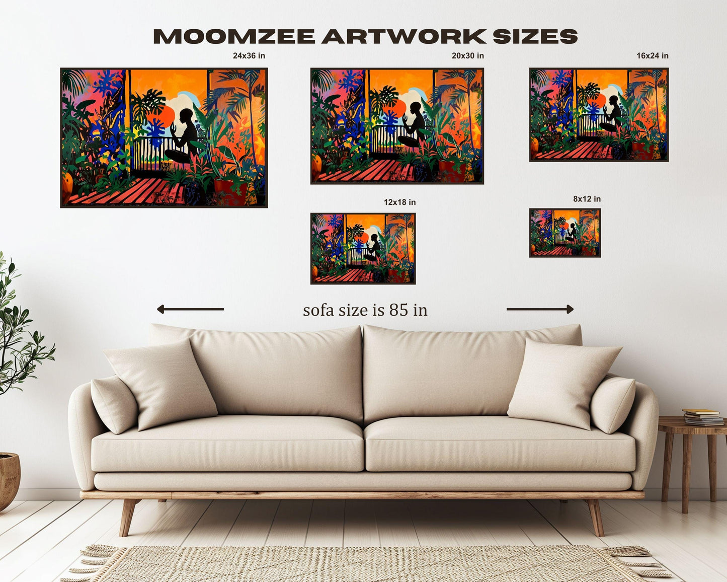 Black Meditation Tropical Scene Black Art