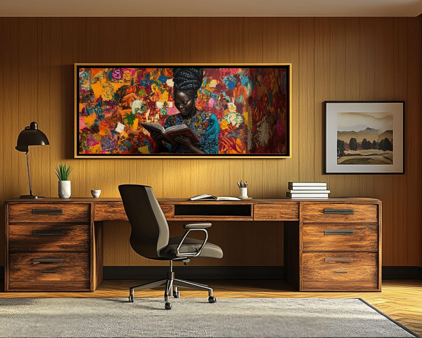 African American Art Woman Reading Canvas