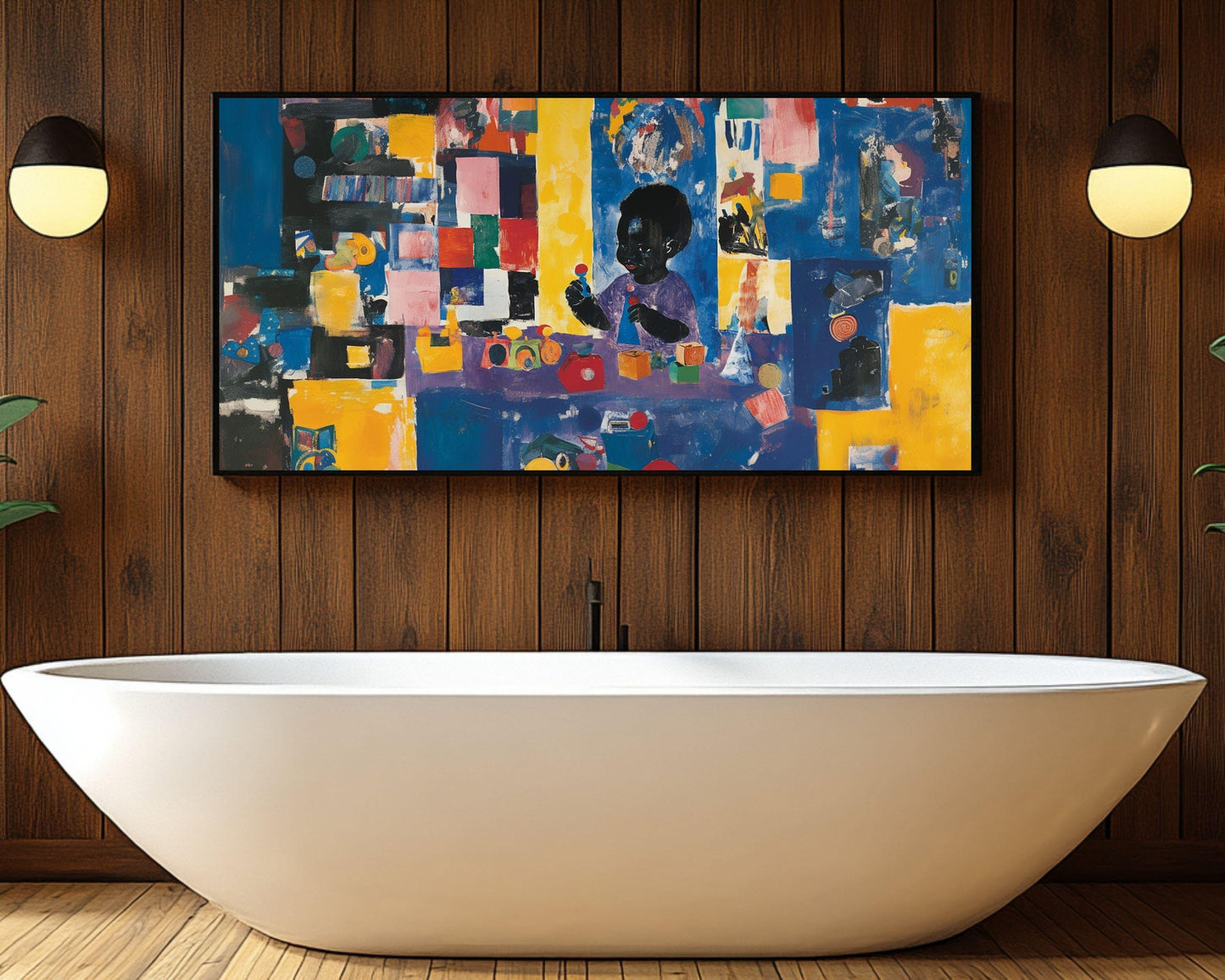 African American Wall Art Black Child Abstract Play