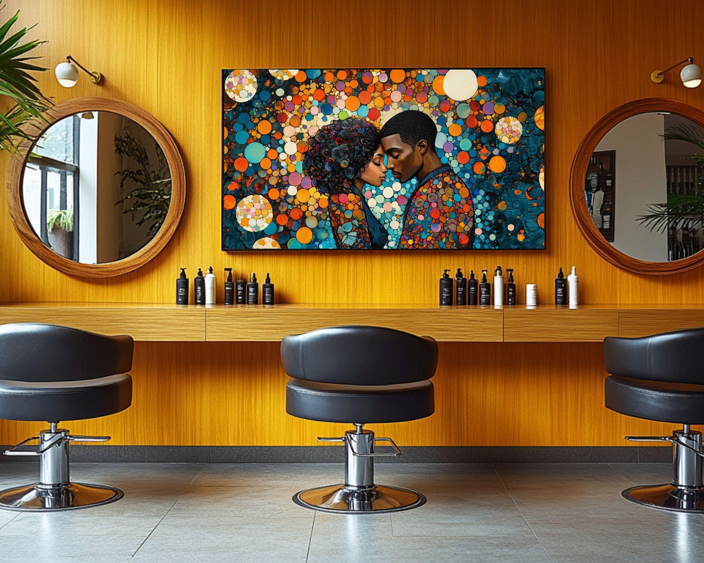 Abstract Love Black Couple African American Wall Art