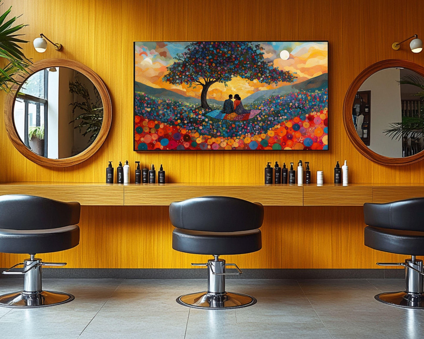 Romantic Sunset Picnic African American Wall Art