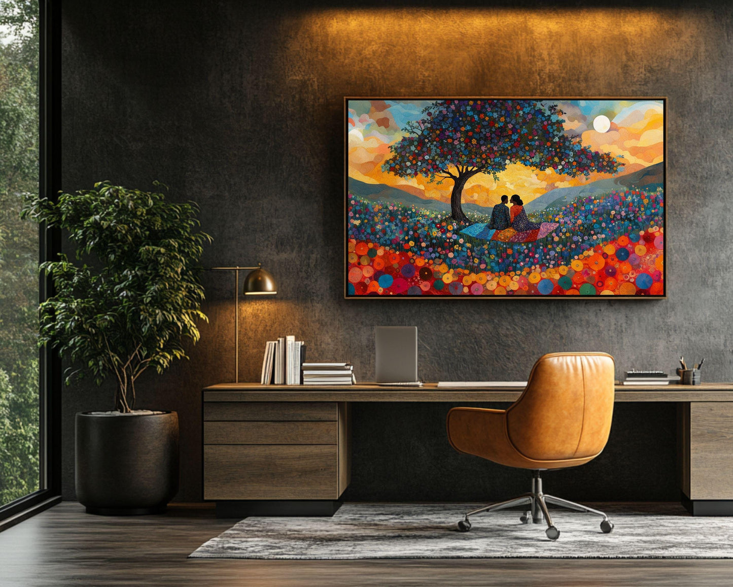 Romantic Sunset Picnic African American Wall Art