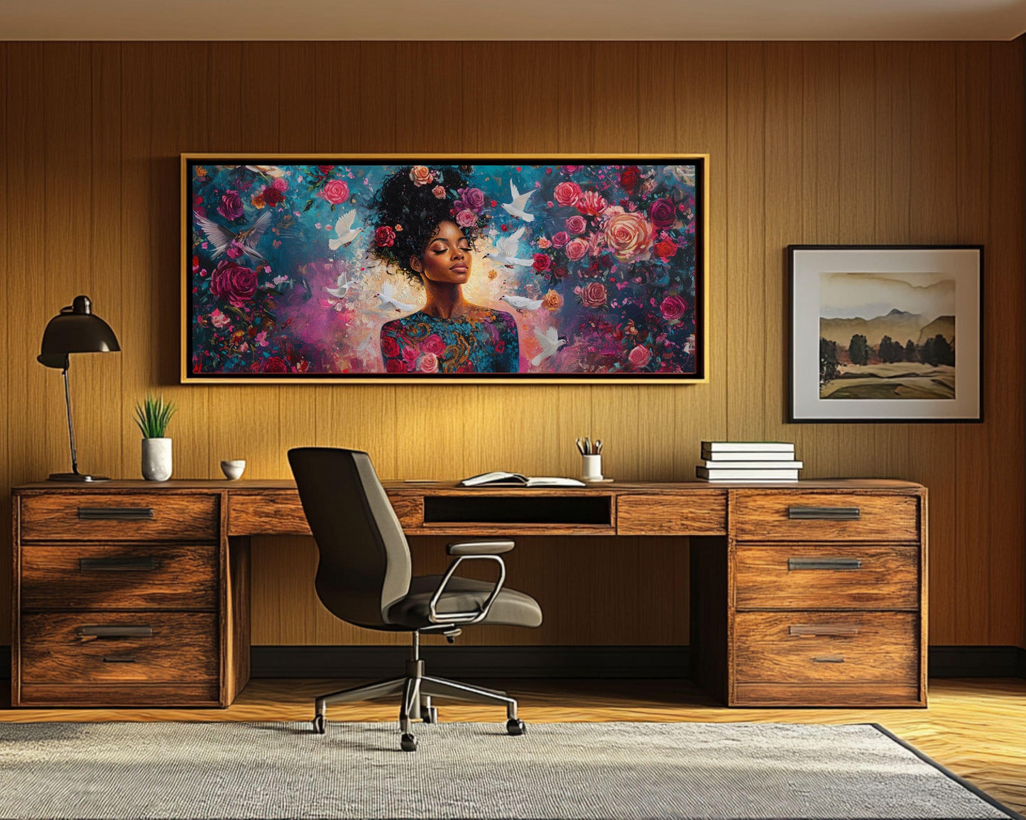 Goddess with Roses African American Wall Art