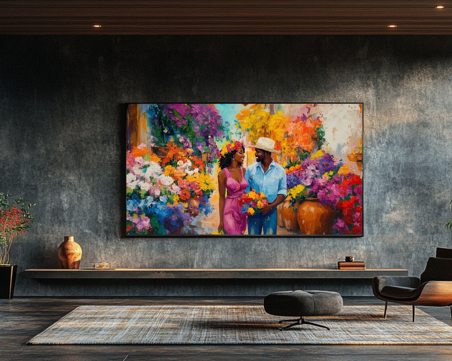 Caribbean Romance African American Wall Art Canvas