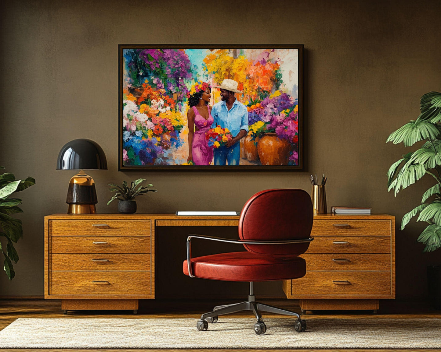 Caribbean Romance African American Wall Art Canvas