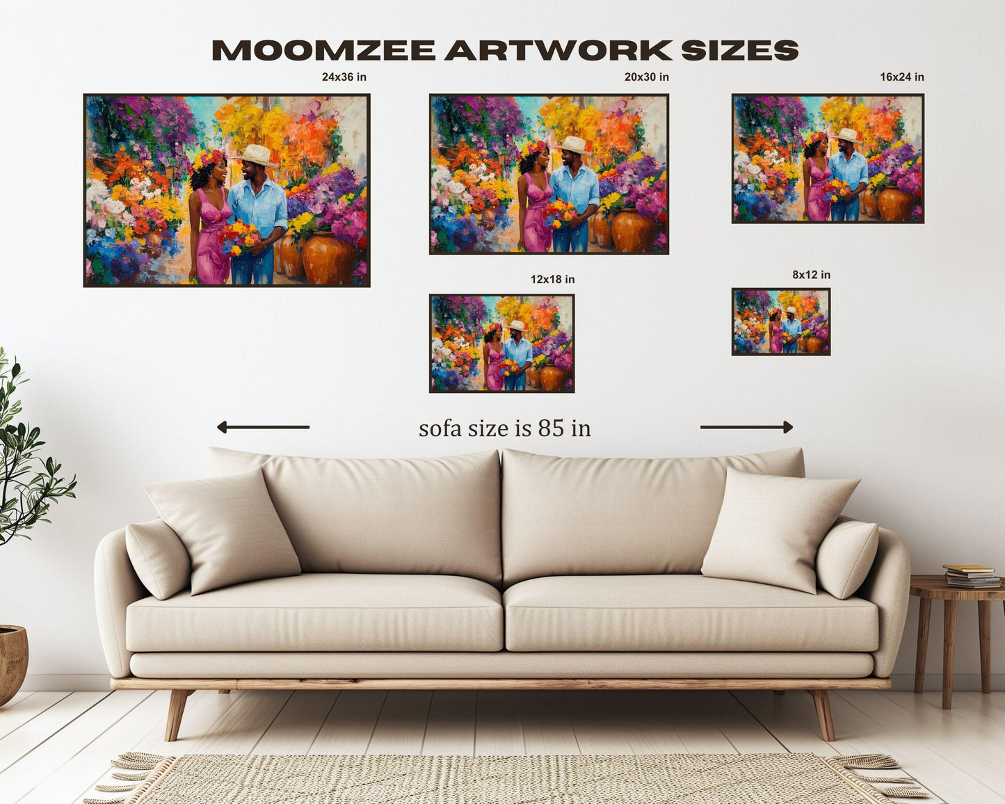 Caribbean Romance African American Wall Art Canvas