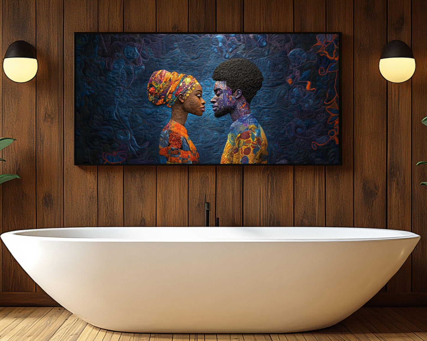 Quilted Black Couple African American Wall Art
