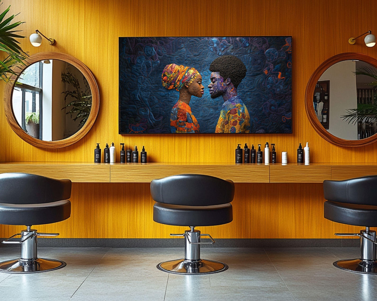 Quilted Black Couple African American Wall Art