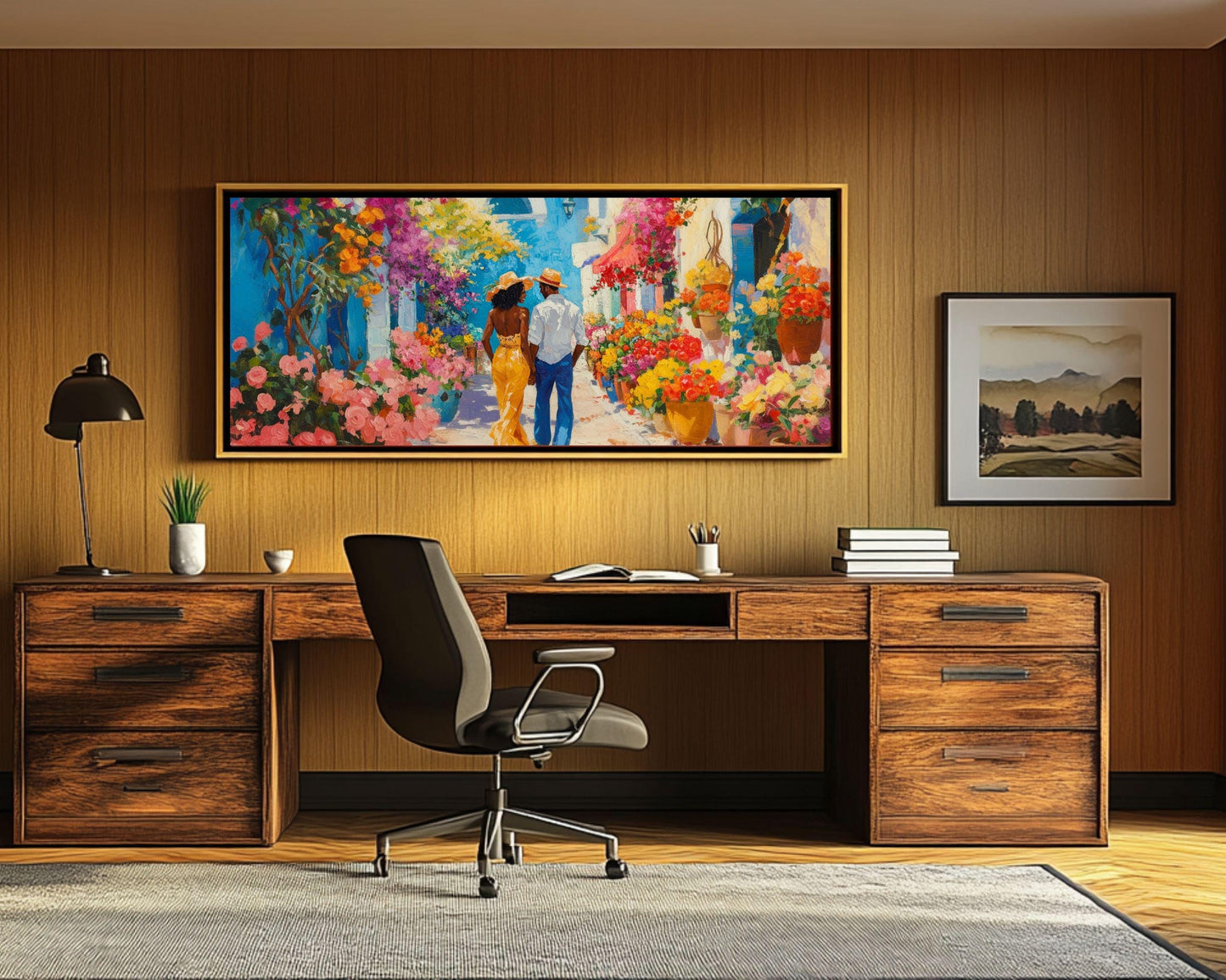 Caribbean Love Stroll African American Wall Art Canvas