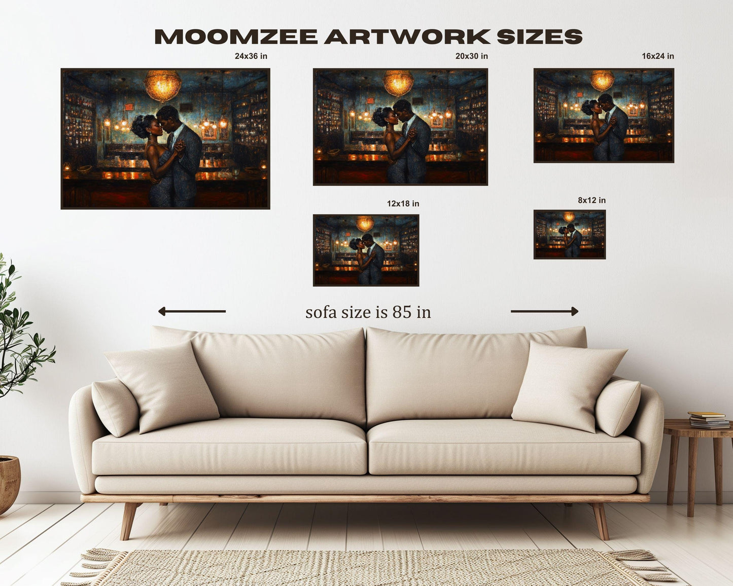 Romantic Black Couple Dancing Canvas Art