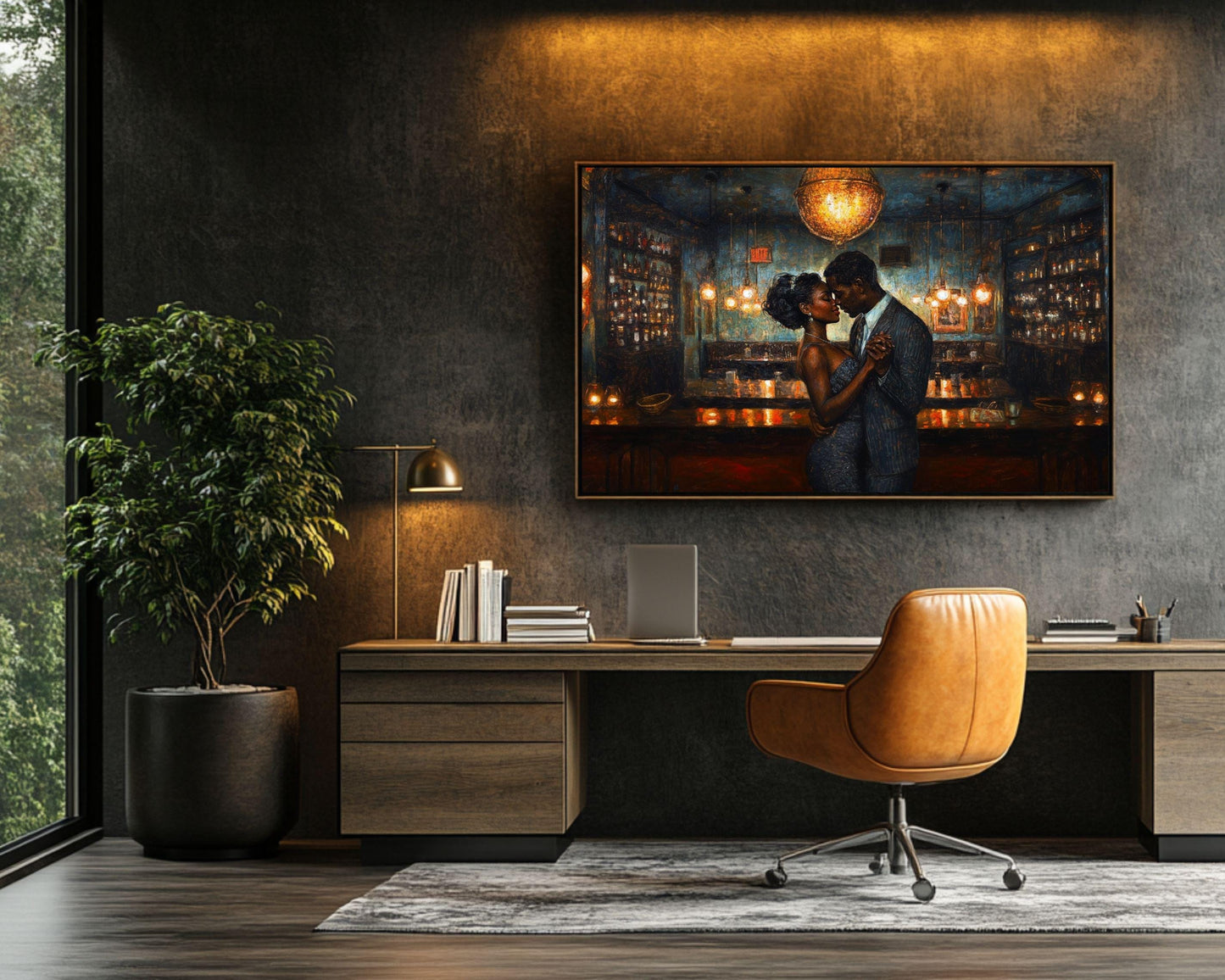 Romantic Black Couple Dancing Canvas Art