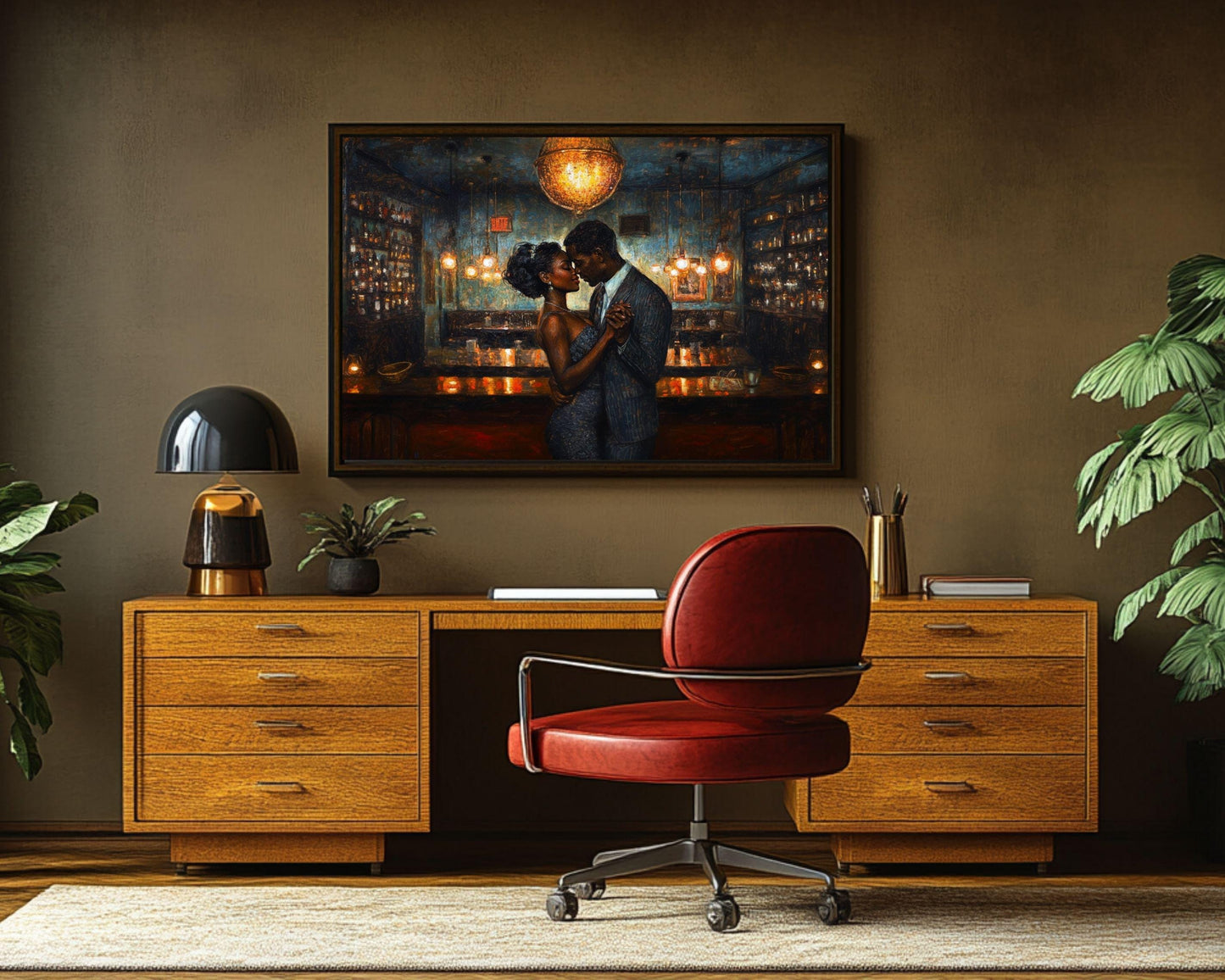 Romantic Black Couple Dancing Canvas Art