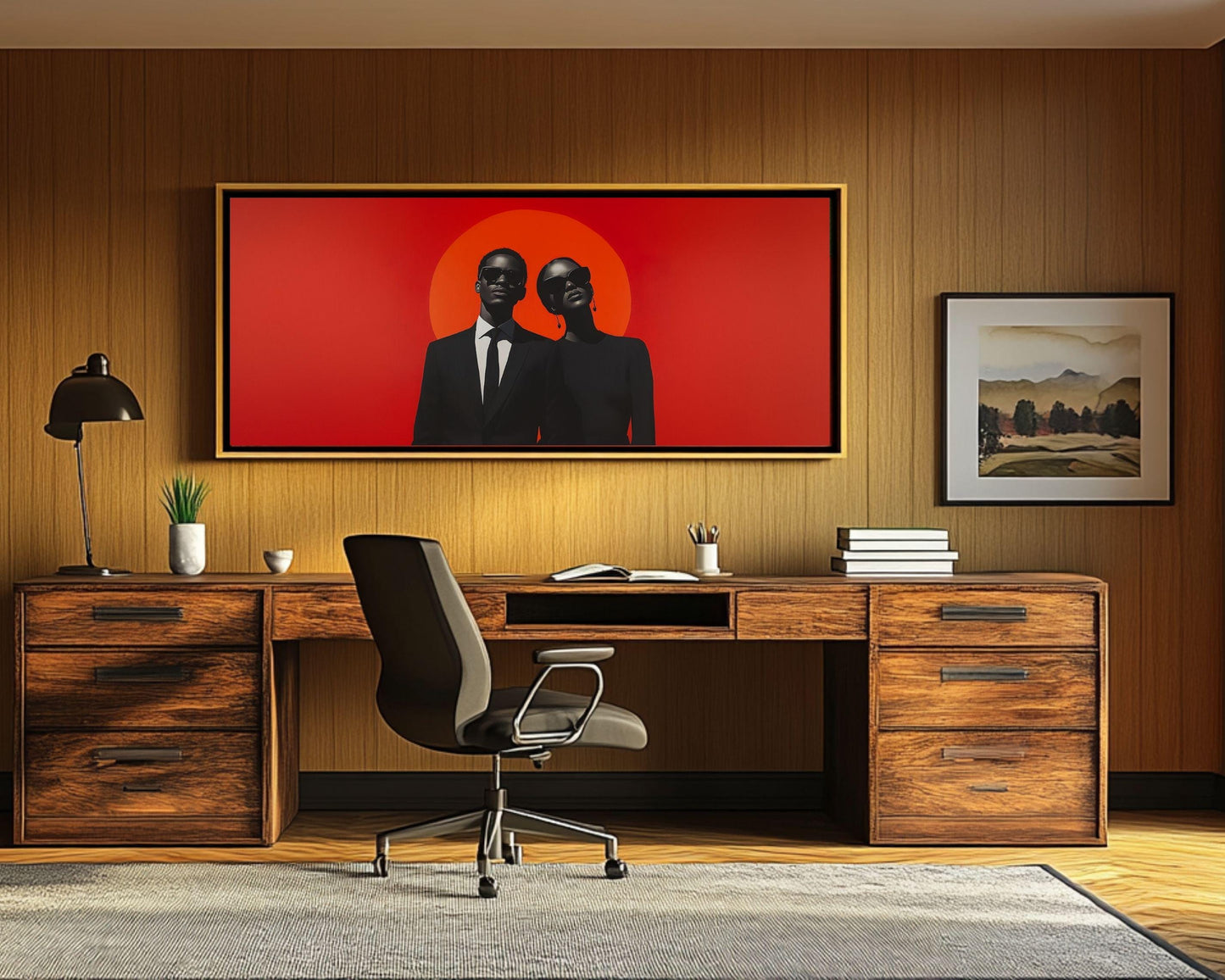 Confident Black Couple Red Canvas Art