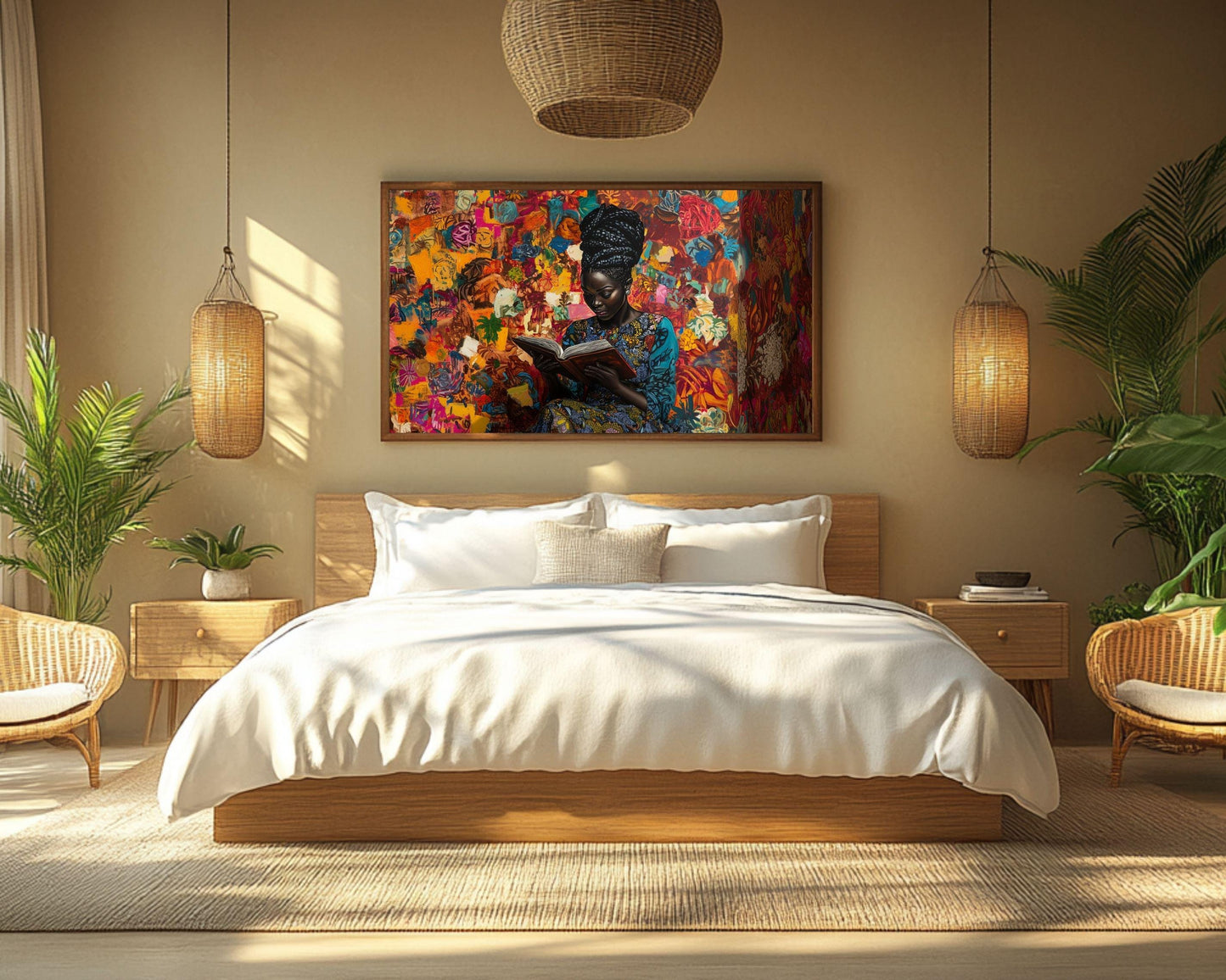 African American Art Woman Reading Canvas