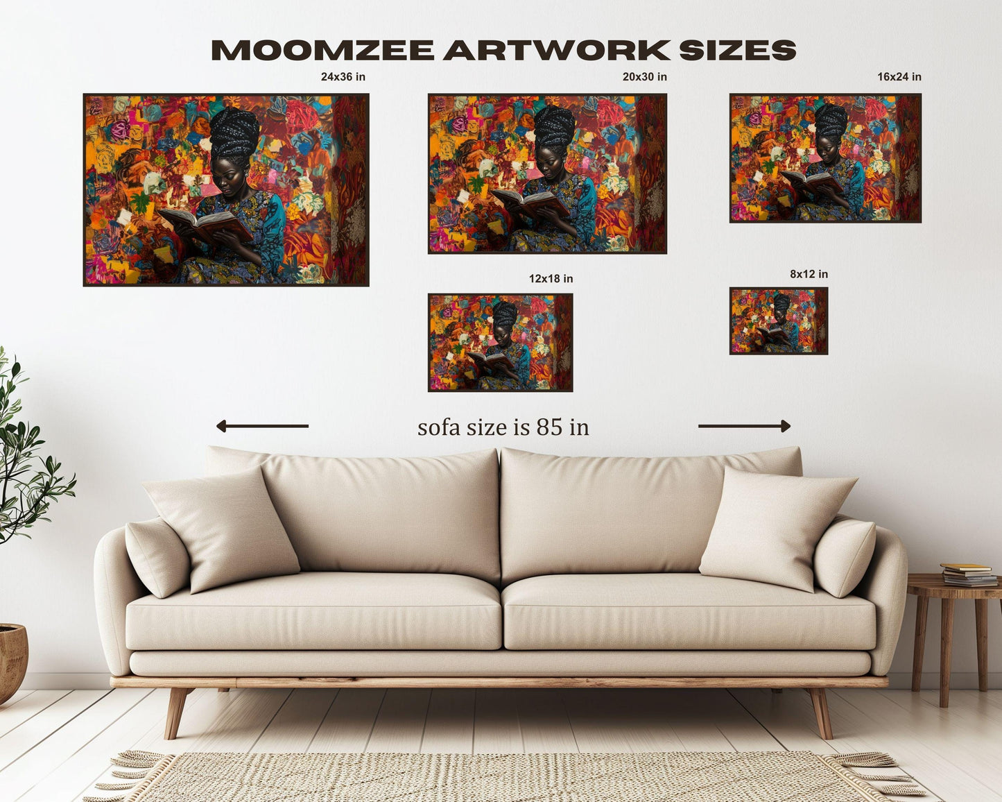 African American Art Woman Reading Canvas