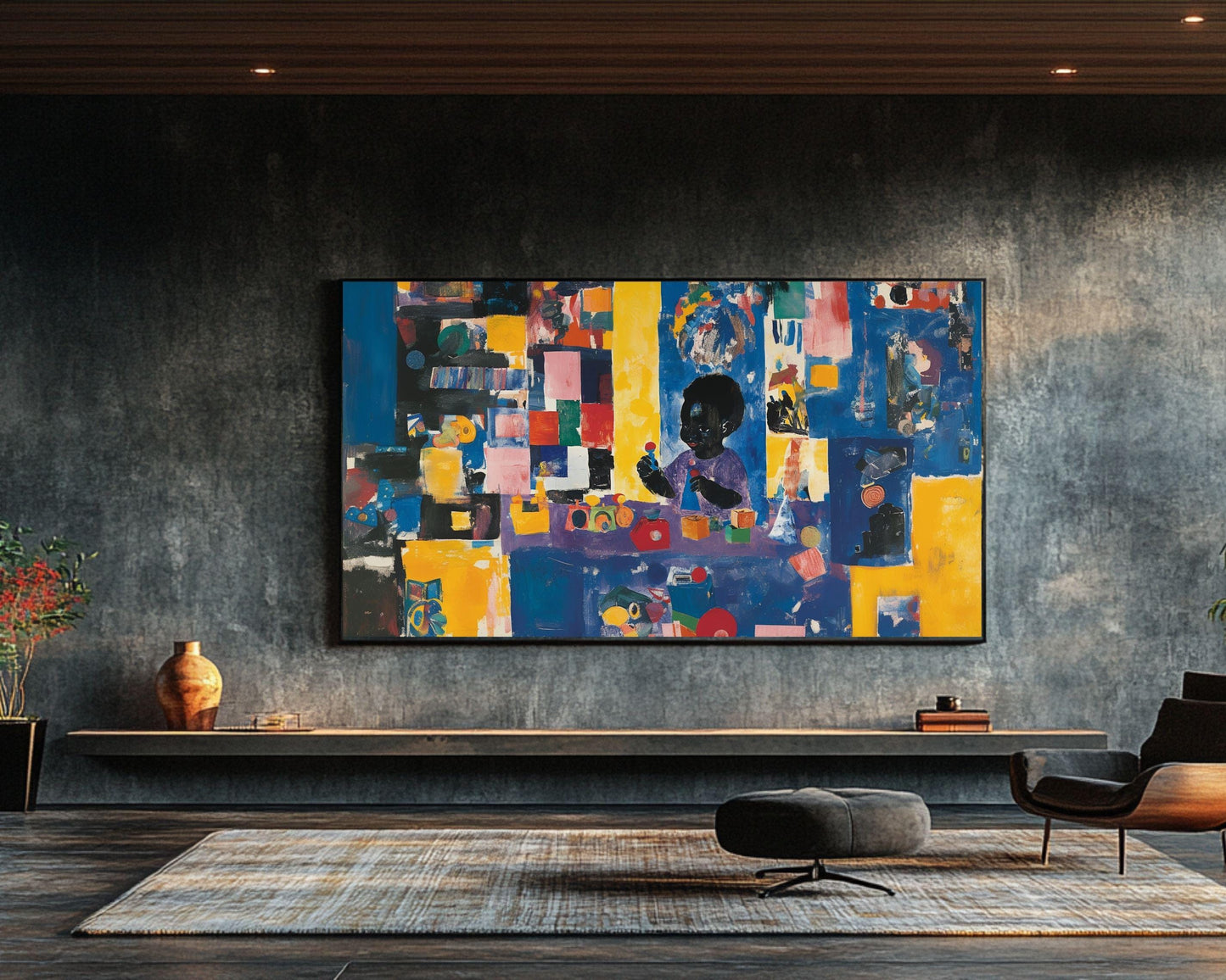 African American Wall Art Black Child Abstract Play