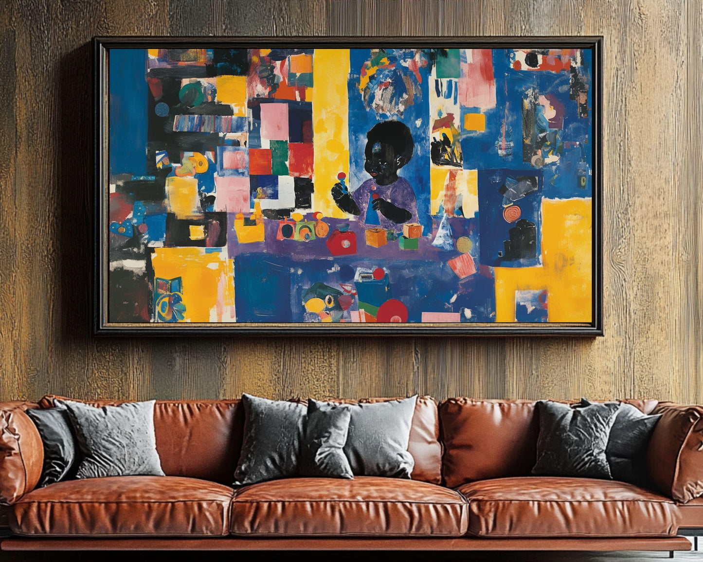 African American Wall Art Black Child Abstract Play