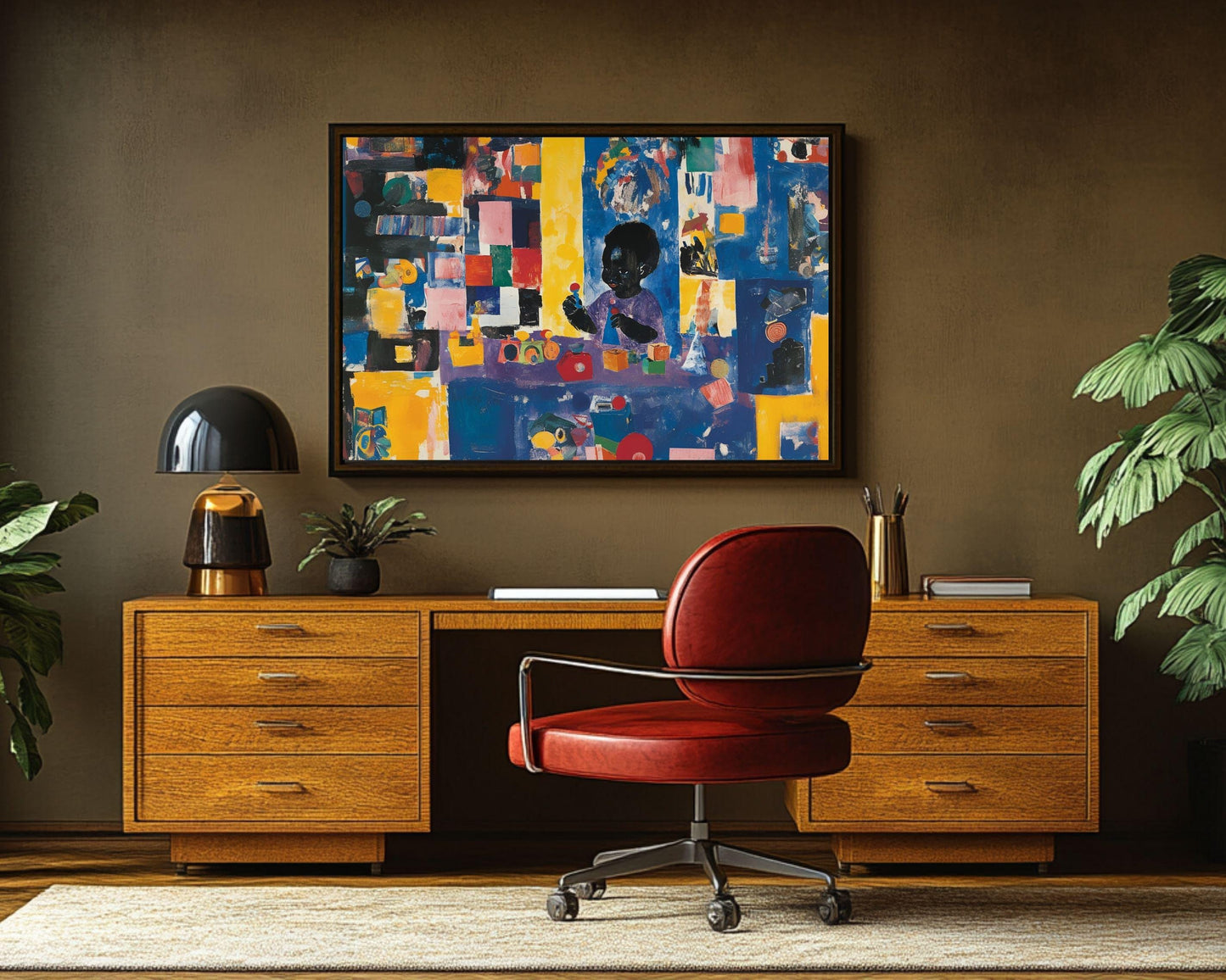 African American Wall Art Black Child Abstract Play