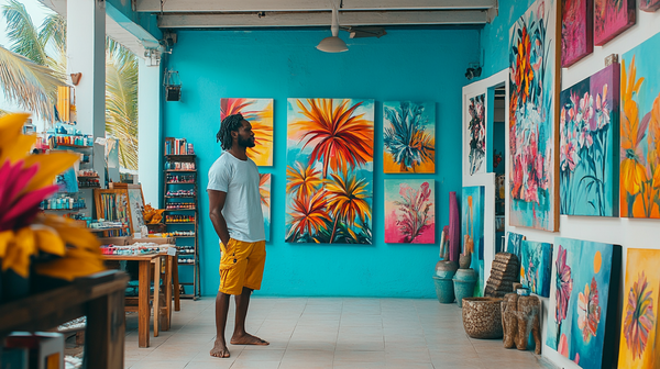 Vibrant African American painting in a modern living room, celebrating resilience and heritage.