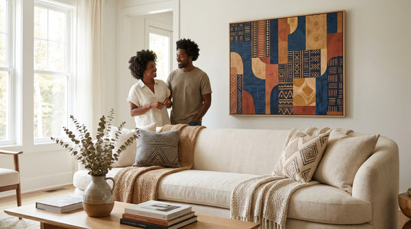 Editorial living room for African American Housewarming Gift Ideas with warm natural light and sophisticated contemporary styling.
