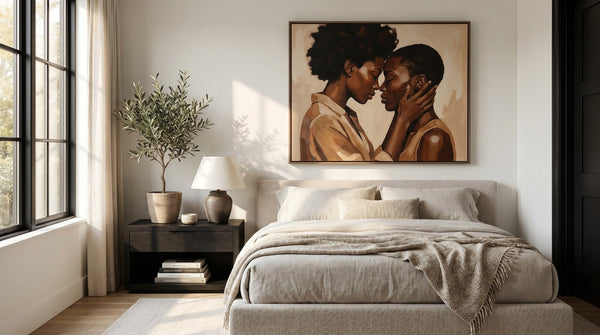 Editorial living room for Best Wall Art for a Bedroom: Size, Style, and Placement with warm natural light and sophisticated contemporary.