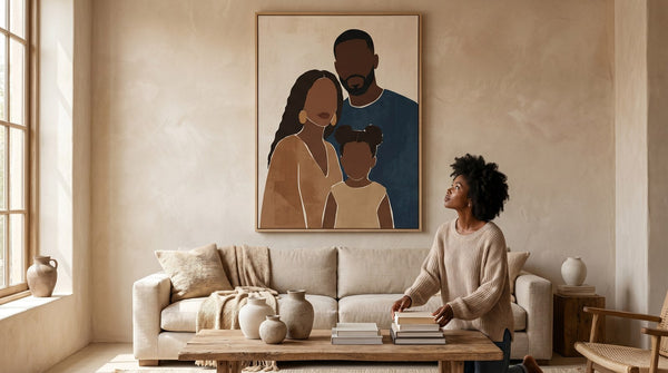 Editorial living room for How to Decorate a Big Empty Wall with warm natural light and sophisticated contemporary styling.
